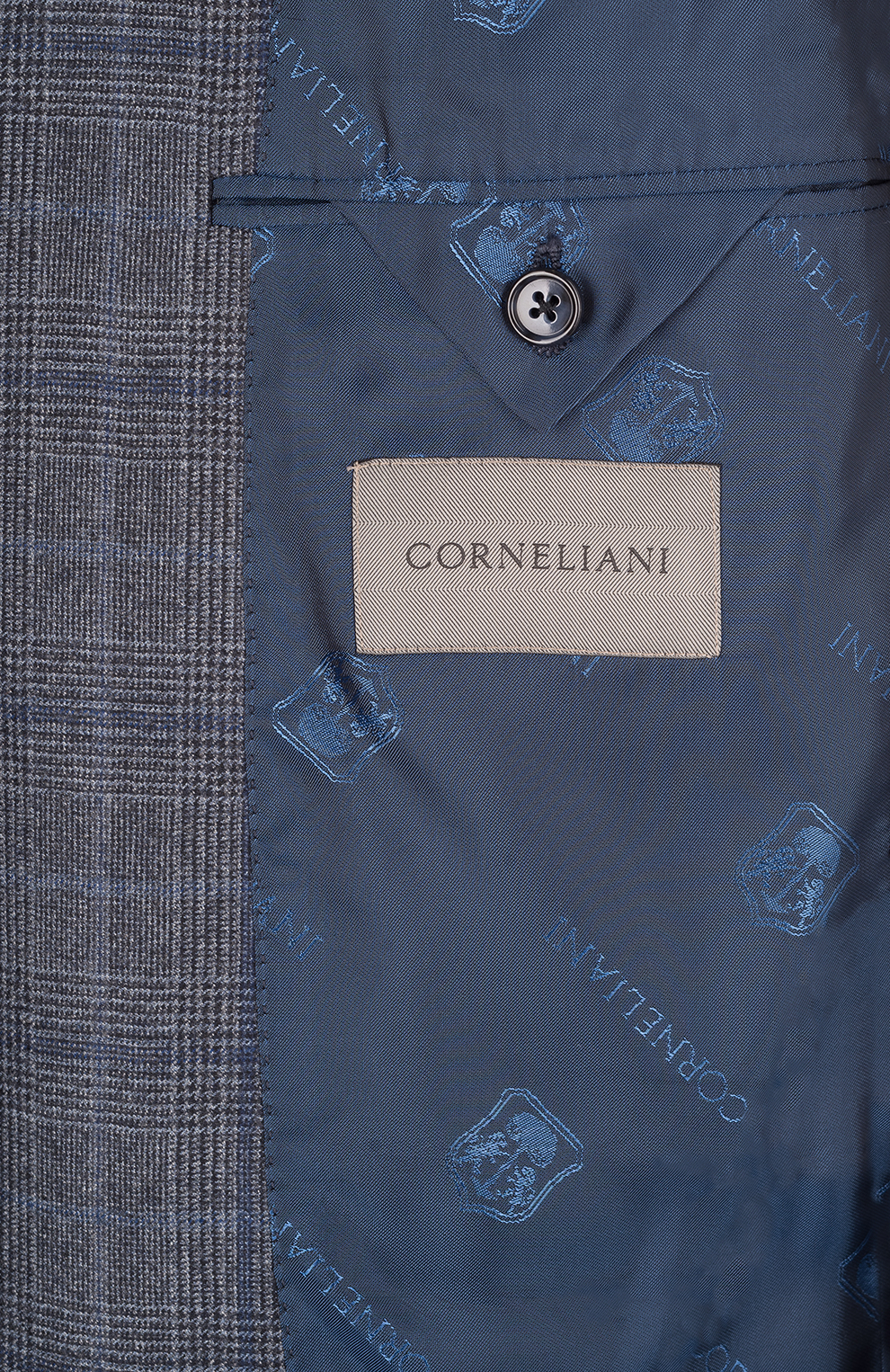 Шерстяной однобортный костюм в клетку