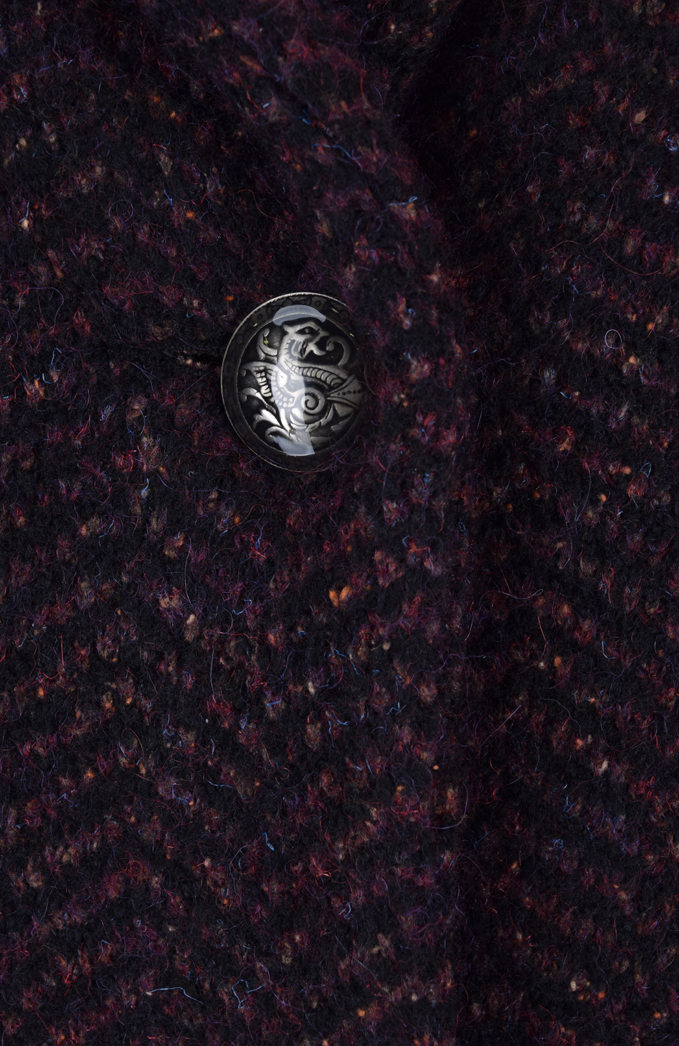 Пальто из шерстяного трикотажа с принтом