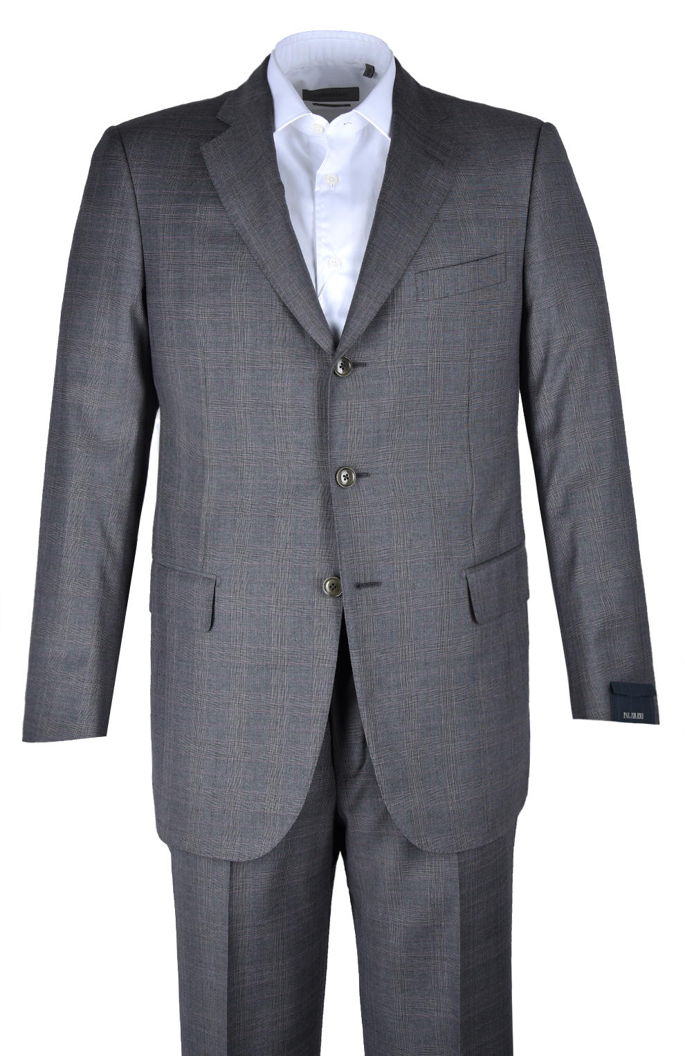 Шерстяной однобортный костюм в клетку