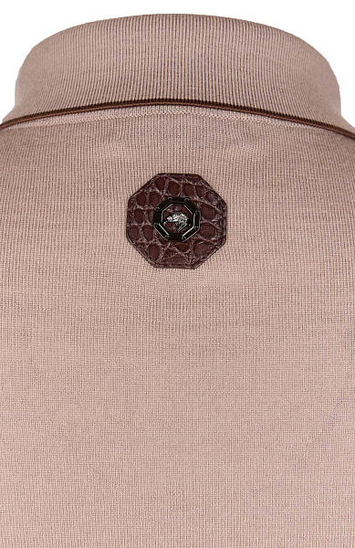 Поло из смеси шерсти и шелка с декором из кожи американского аллигатора