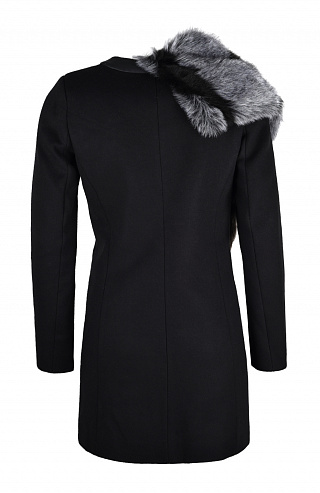 Пальто со съёмной горжеткой из искусственного меха