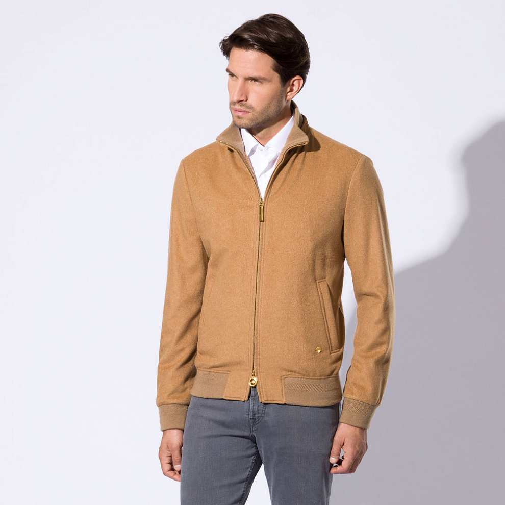 Куртка-бомбер из кашемира и шерсти викуньи со вставками из кожи крокодила