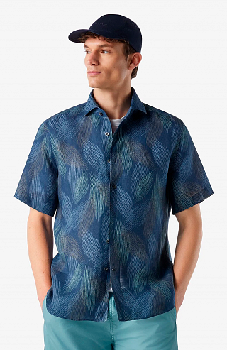 Льняная рубашка с принтом