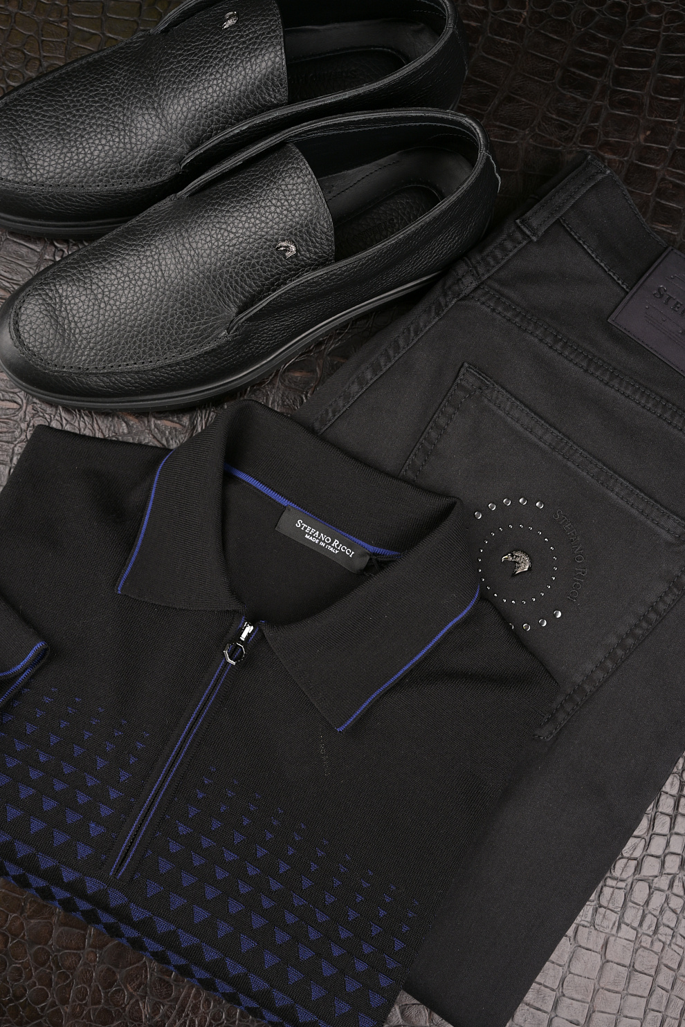 Трикотажное поло на молнии из смеси шерсти, кашемира и шёлка