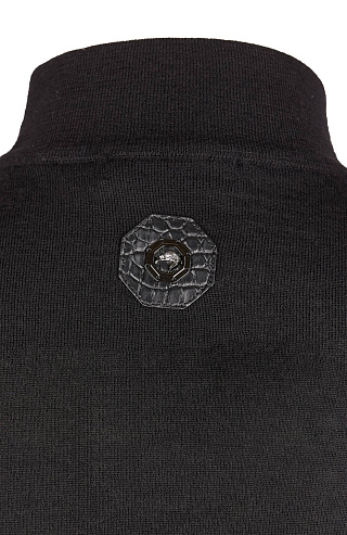 Водолазка из смеси шерсти и шелка с декором из кожи американского аллигатора