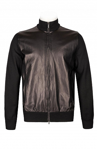 Кардиган из смеси шерсти и шёлка, со вставкой из кожи ягнёнка