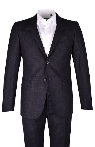 Шерстяной однобортный костюм в мелкую клетку