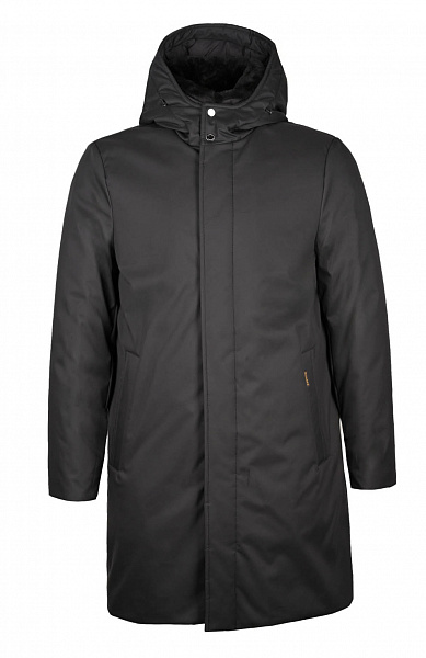 Пуховое пальто с меховым воротником