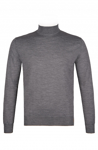 Трикотажный джемпер с воротом-стойкой из смеси шерсти, шёлка и кашемира