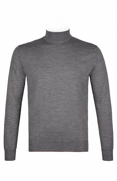 Трикотажный джемпер с воротом-стойкой из смеси шерсти, шёлка и кашемира