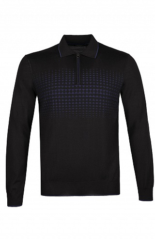 Трикотажное поло на молнии из смеси шерсти, кашемира и шёлка