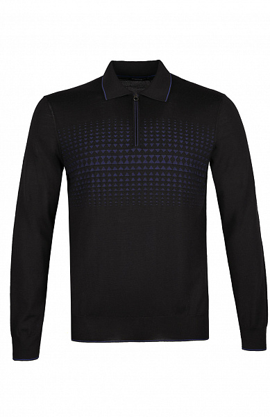 Трикотажное поло на молнии из смеси шерсти, кашемира и шёлка