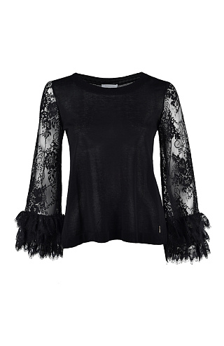 Трикотажная кофта со вставками из кружева