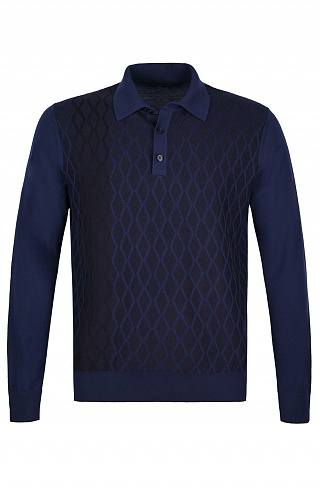 Трикотажное поло на трёх пуговицах из смеси шерсти, шёлка и кашемира