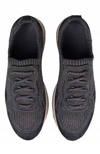 Комбинированные кроссовки из кашемира и кожи