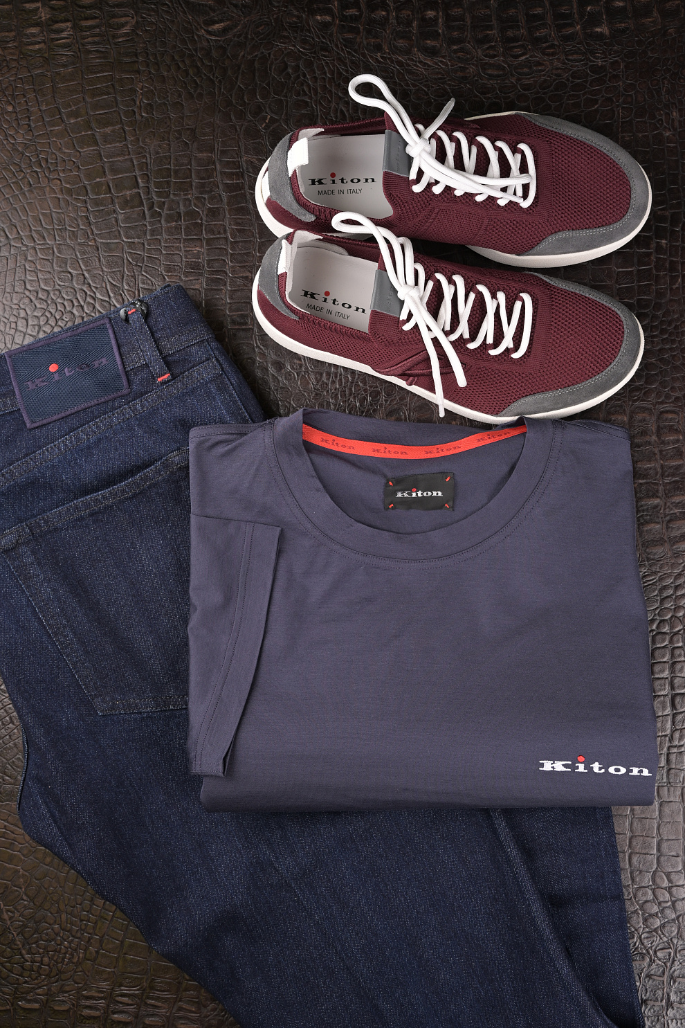 Кроссовки Bordeau из хлопкового трикотажа с отделкой из телячьей кожи