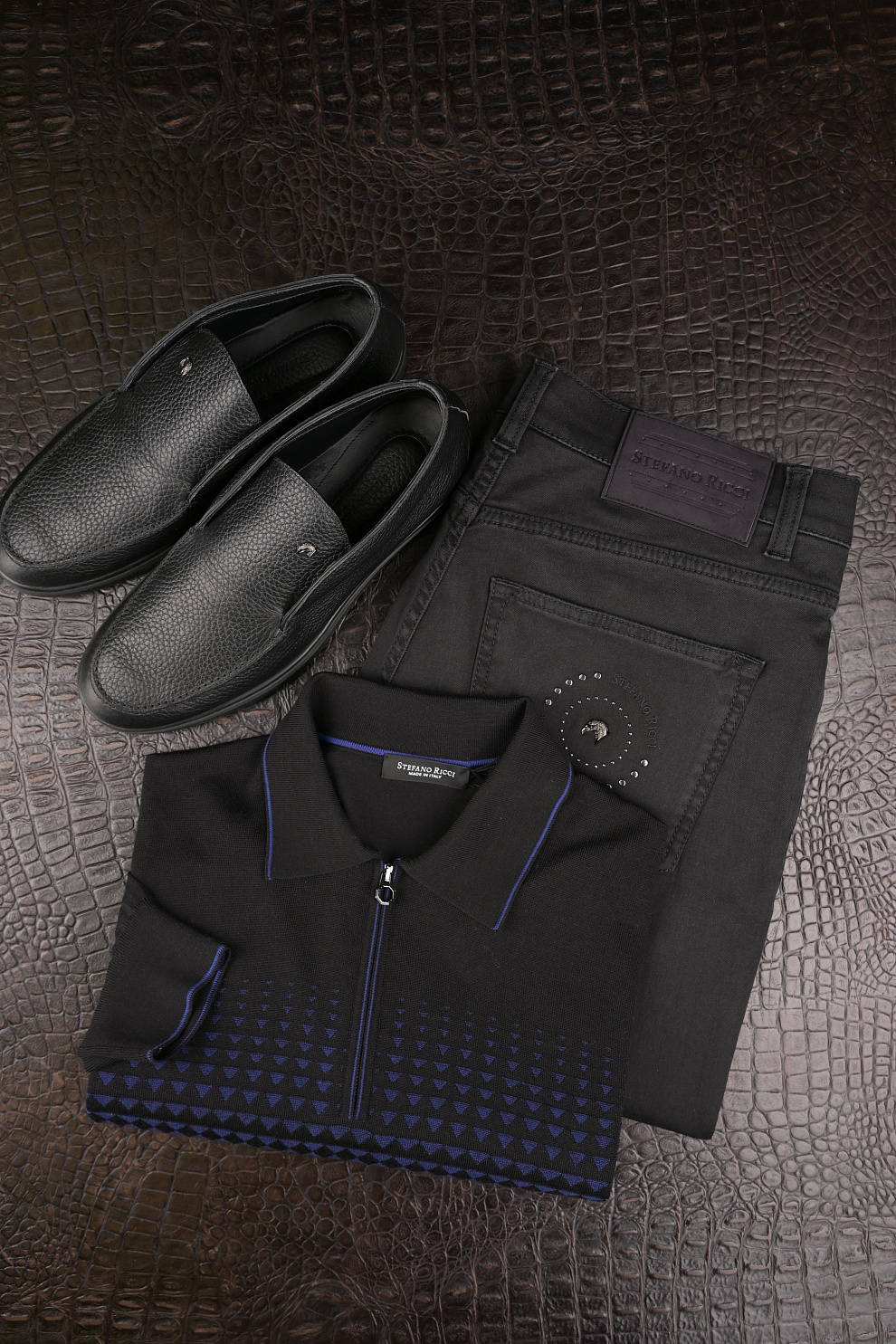 Трикотажное поло на молнии из смеси шерсти, кашемира и шёлка