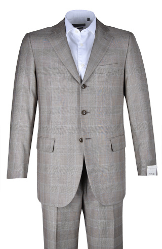 Однобортный костюм из смеси шерсти и шёлка в клетку