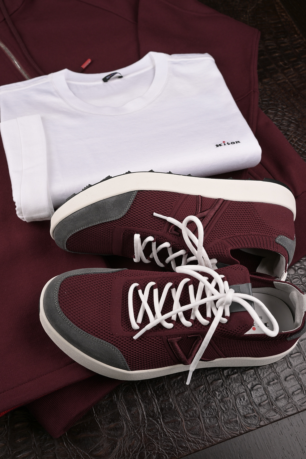 Кроссовки Bordeau из хлопкового трикотажа с отделкой из телячьей кожи