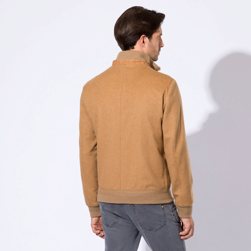 Куртка-бомбер из кашемира и шерсти викуньи со вставками из кожи крокодила