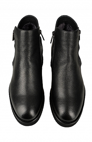 Ботинки из зернистой кожи с утеплением из овчины