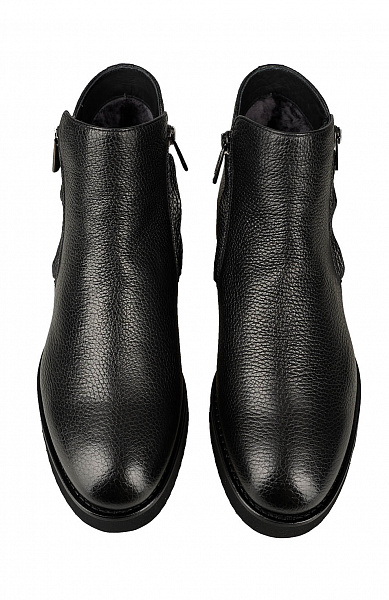 Ботинки из зернистой кожи с утеплением из овчины