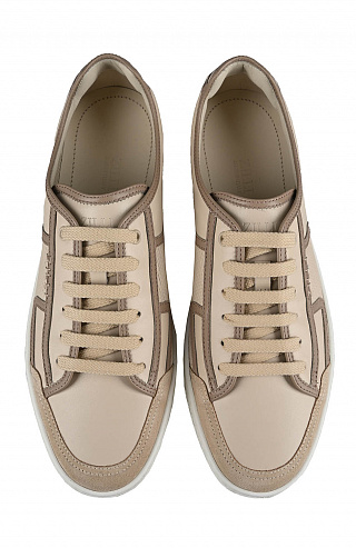 Комбинированные кеды из замши и гладкой кожи