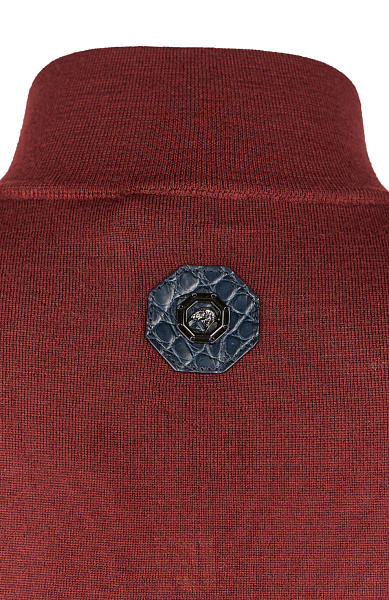 Свитер из смеси шерсти и шелка с декором из кожи американского аллигатора