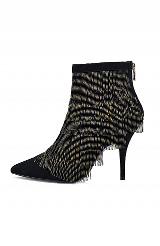 Ботильоны из замши с металлическим декором