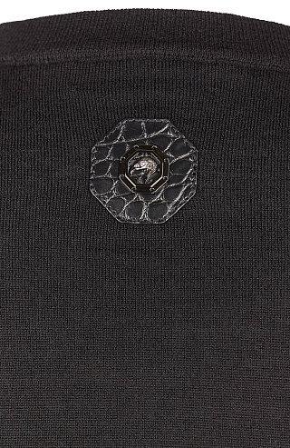 Джемпер из смеси шерсти и шелка с декором из кожи американского аллигатора