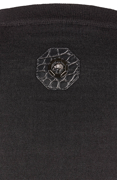 Джемпер из смеси шерсти и шелка с декором из кожи американского аллигатора