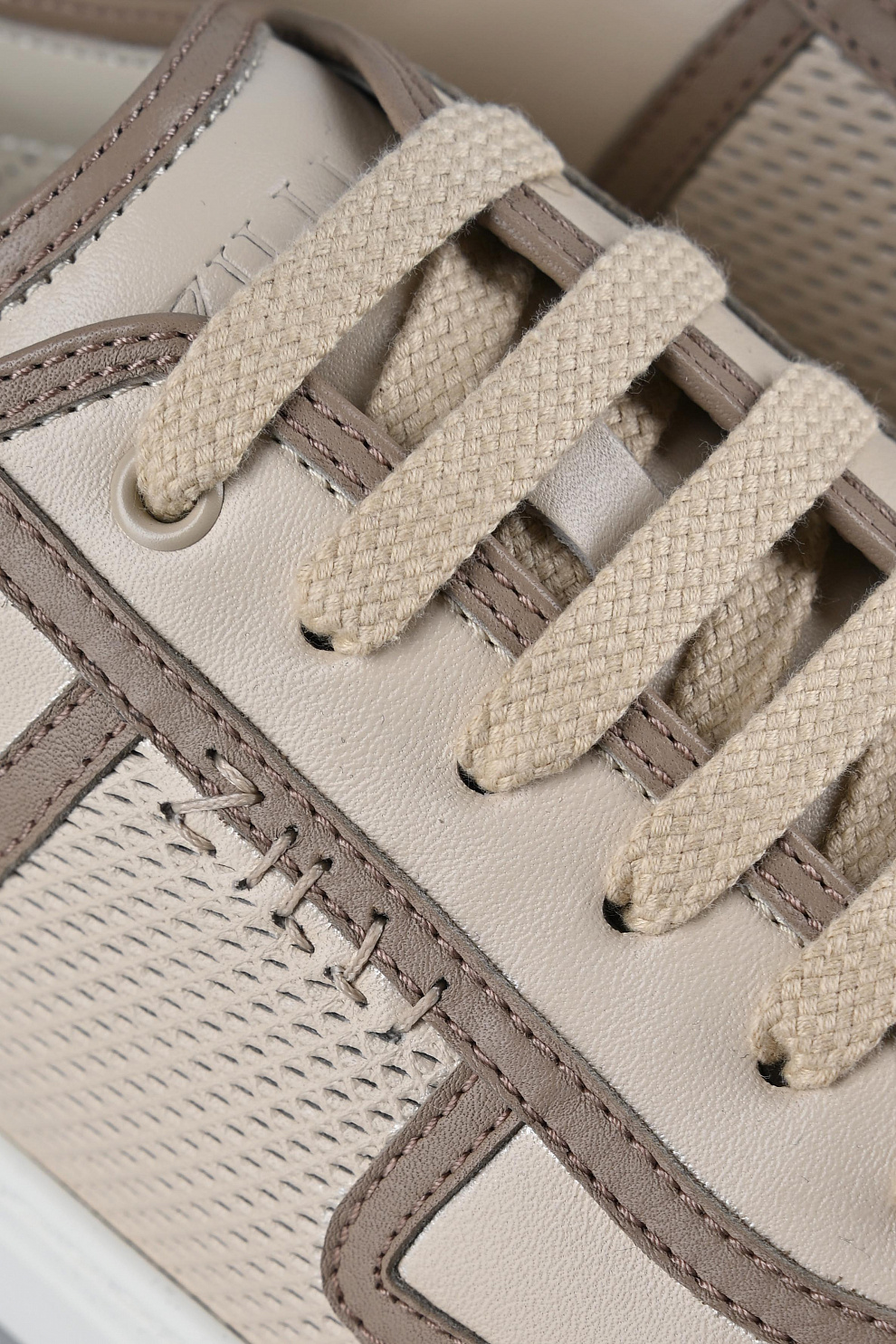 Комбинированные кеды из замши и гладкой кожи