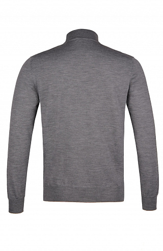 Трикотажный джемпер с воротом-стойкой из смеси шерсти, шёлка и кашемира