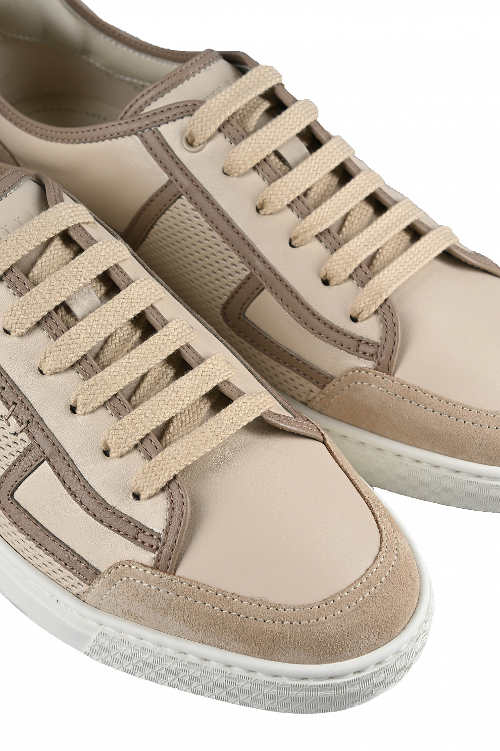 Комбинированные кеды из замши и гладкой кожи