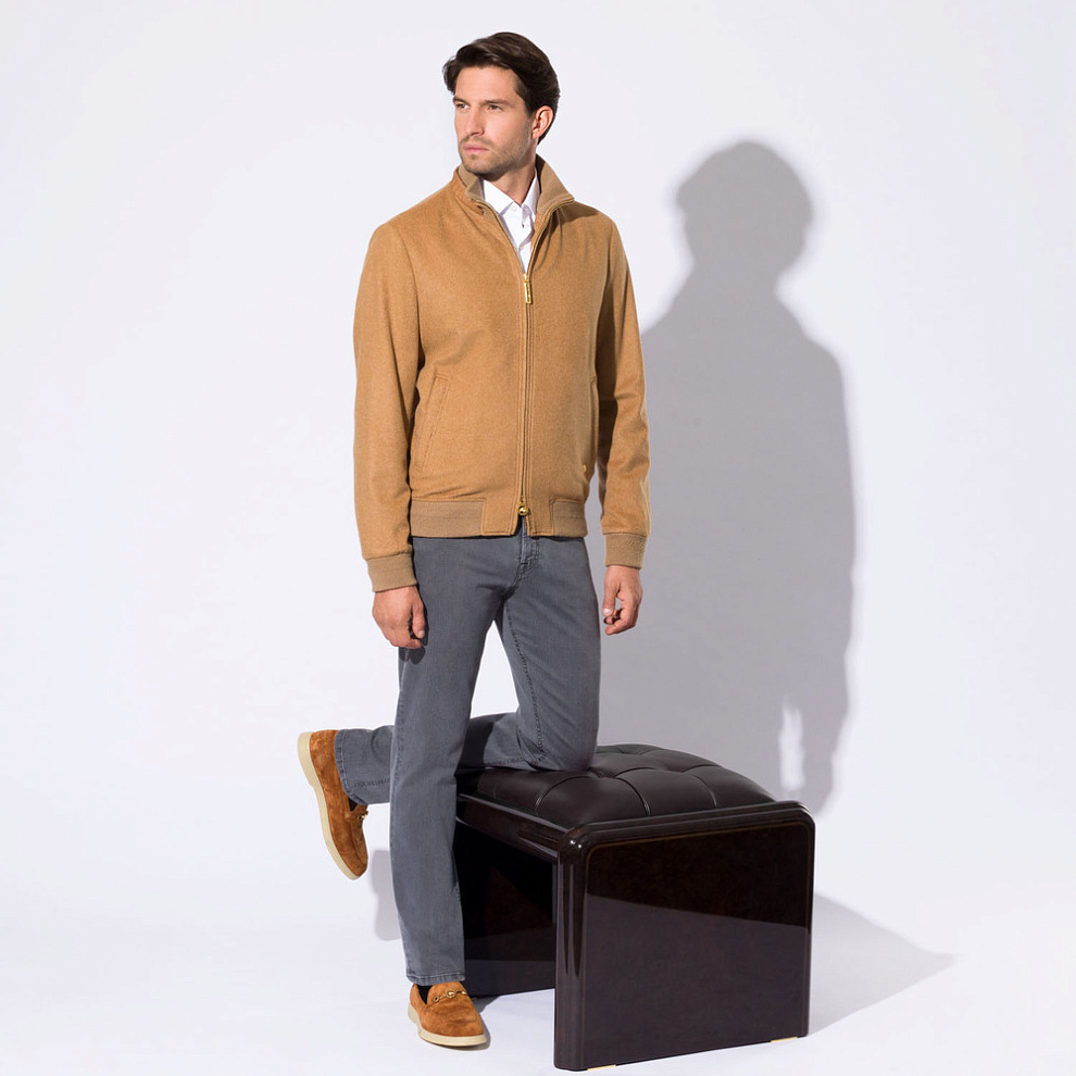 Куртка-бомбер из кашемира и шерсти викуньи со вставками из кожи крокодила