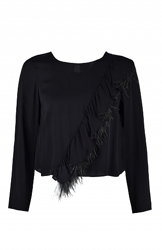 Блузка с декором из страусиных перьев