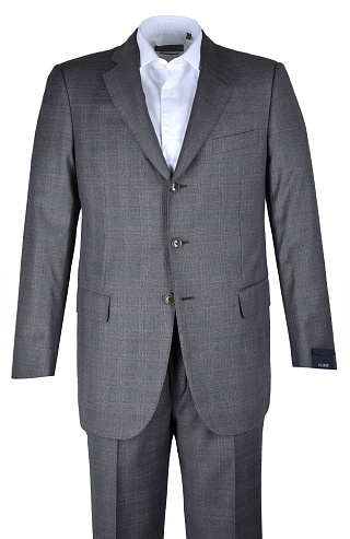 Шерстяной однобортный костюм в клетку