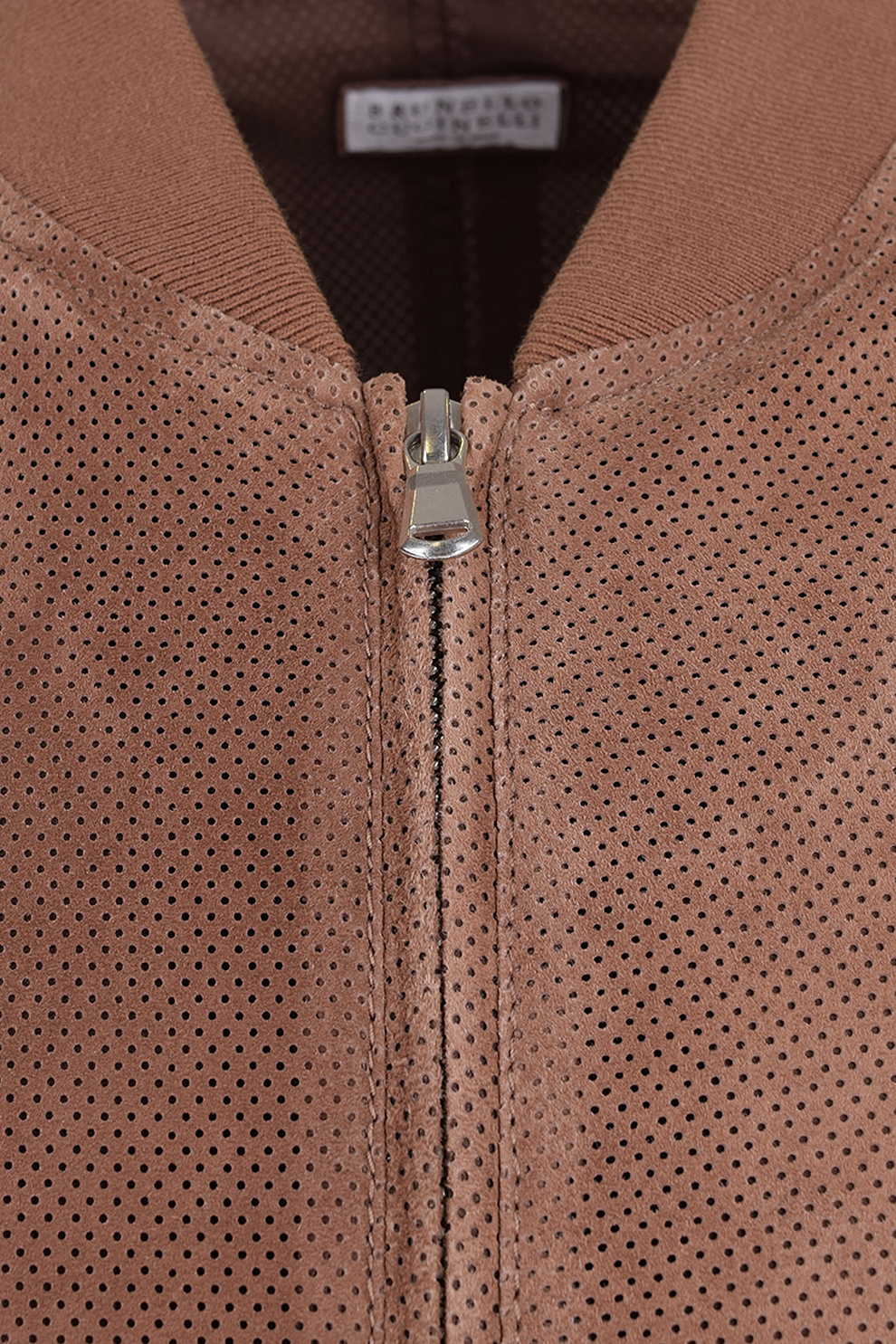 Замшевый бомбер с перфорацией